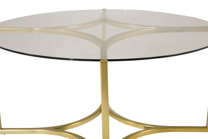 Kivik Couchtisch aus Glas und Stahl in Gold